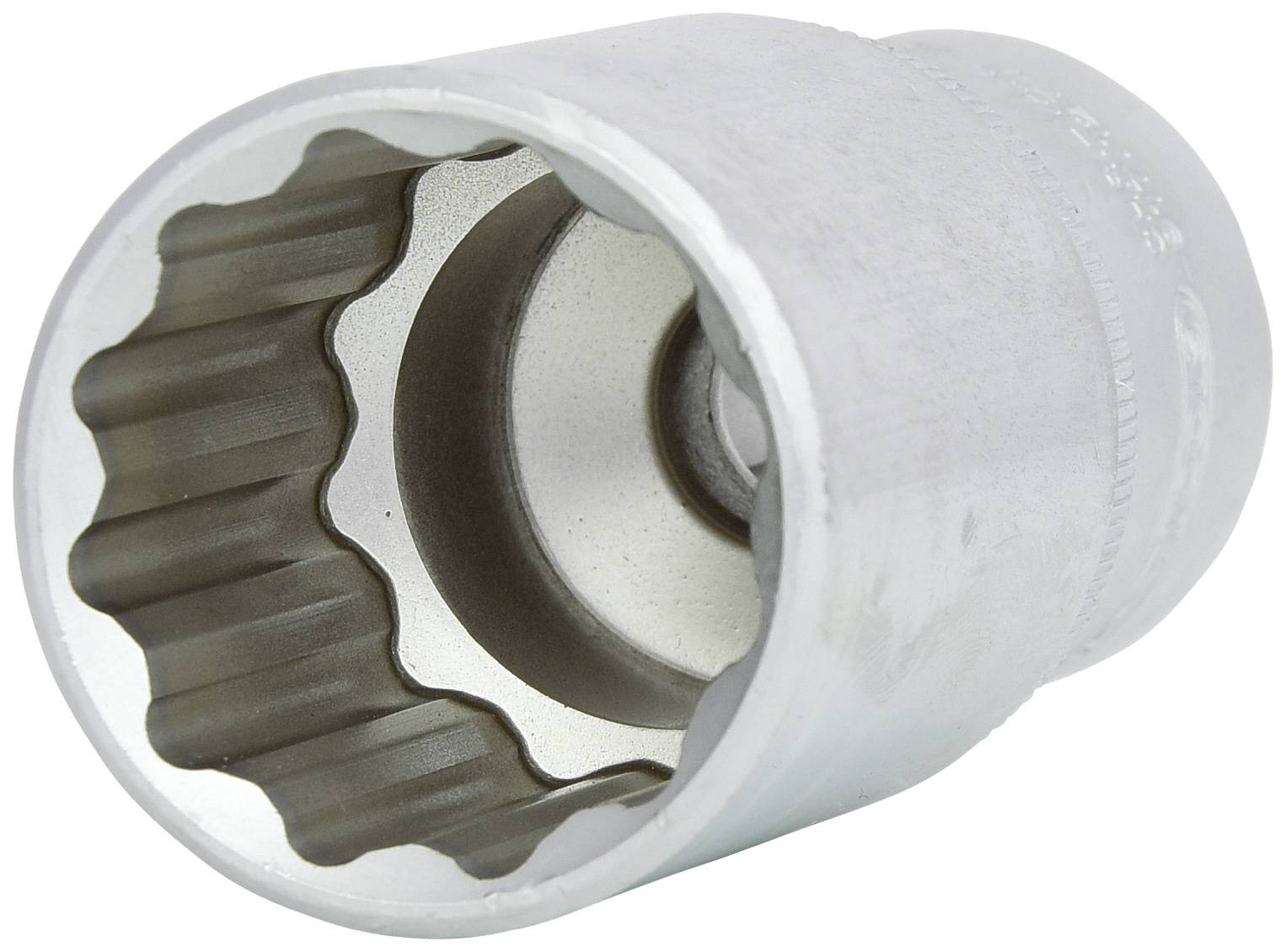Une noix d'attache en argent avec une ouverture dentée pour la fixation sur des outils.