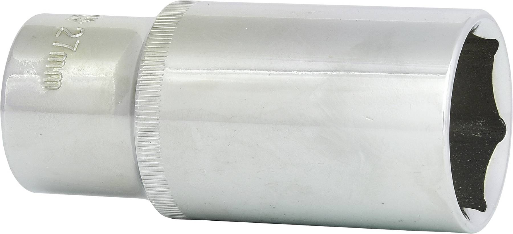 Écrou à six pans en métal de 21 mm de diamètre. Surface argentée, forme cylindrique, adapté aux travaux mécaniques ou aux réparations.