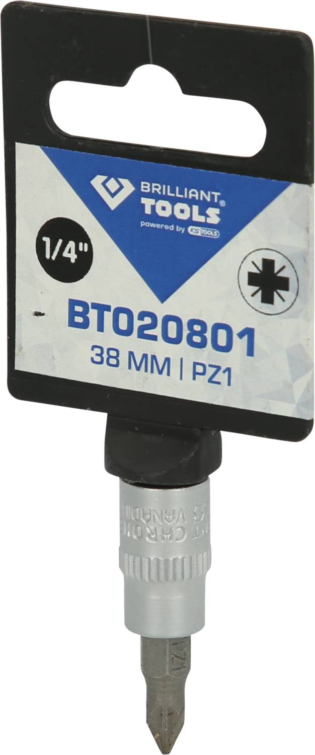 Embout de tournevis BT020801, taille 1/4", longueur 38 mm, type PZ1, marque Brilliant Tools.