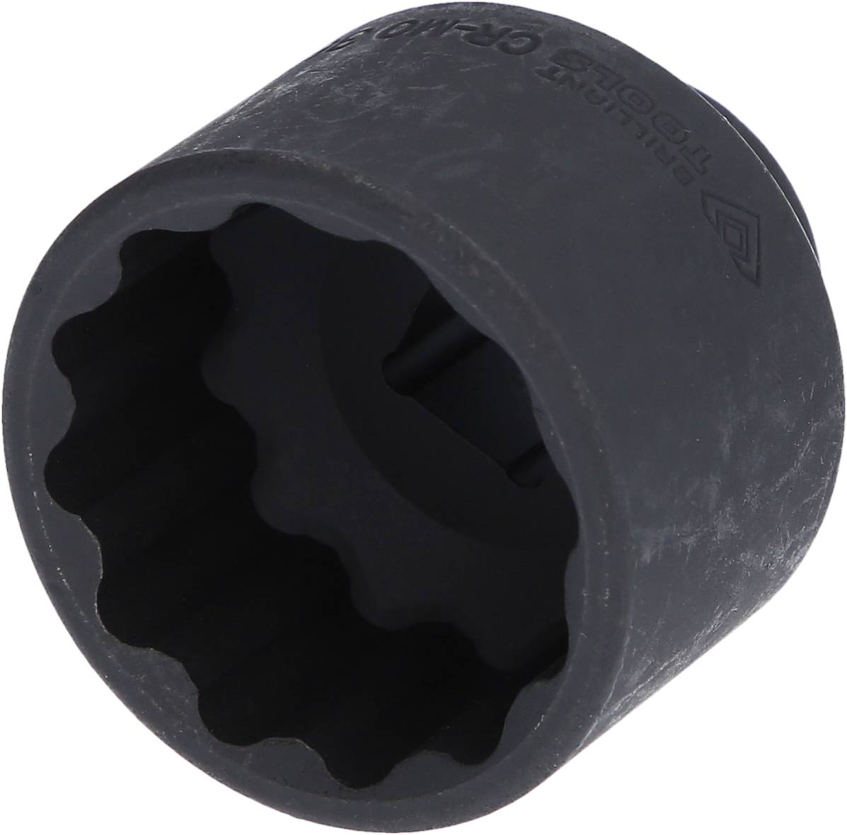 Un embout noir à douille hexagonale, conçu pour être utilisé avec des outils afin de faire tourner des vis ou des écrous à tête hexagonale.