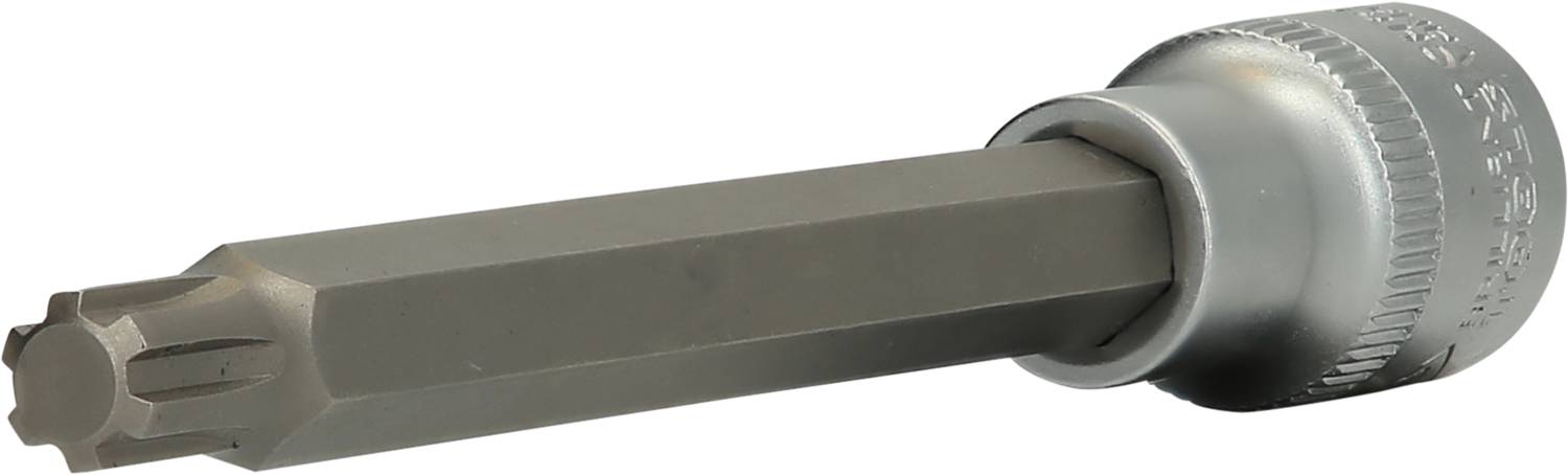 Un embout Torx à tige longue avec un logement cylindrique, adapté pour une utilisation avec des outils de vissage.