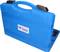Boîte à outils bleue avec poignée de transport, partiellement ouverte. Contient divers outils de la marque 'Brilliant Tools'.