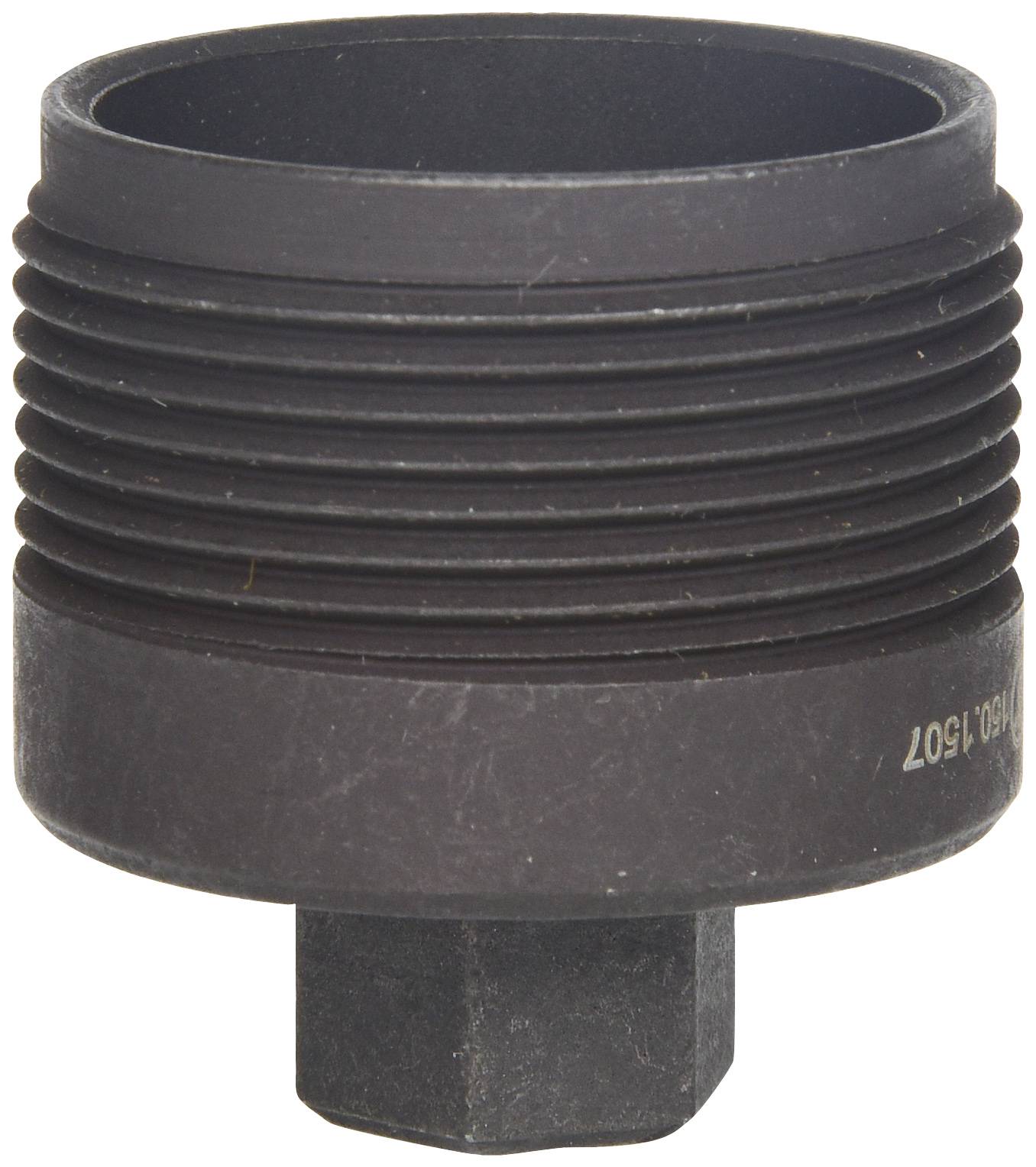 Outil en métal noir à surface striée et base hexagonale, souvent utilisé pour des travaux mécaniques spécifiques.