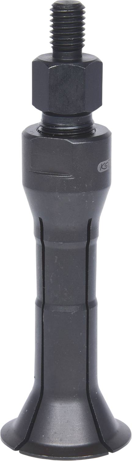 Adaptateur noir en métal avec filetage, légèrement rétréci au centre. Utilisé pour des connexions mécaniques ou des extensions d'outils.