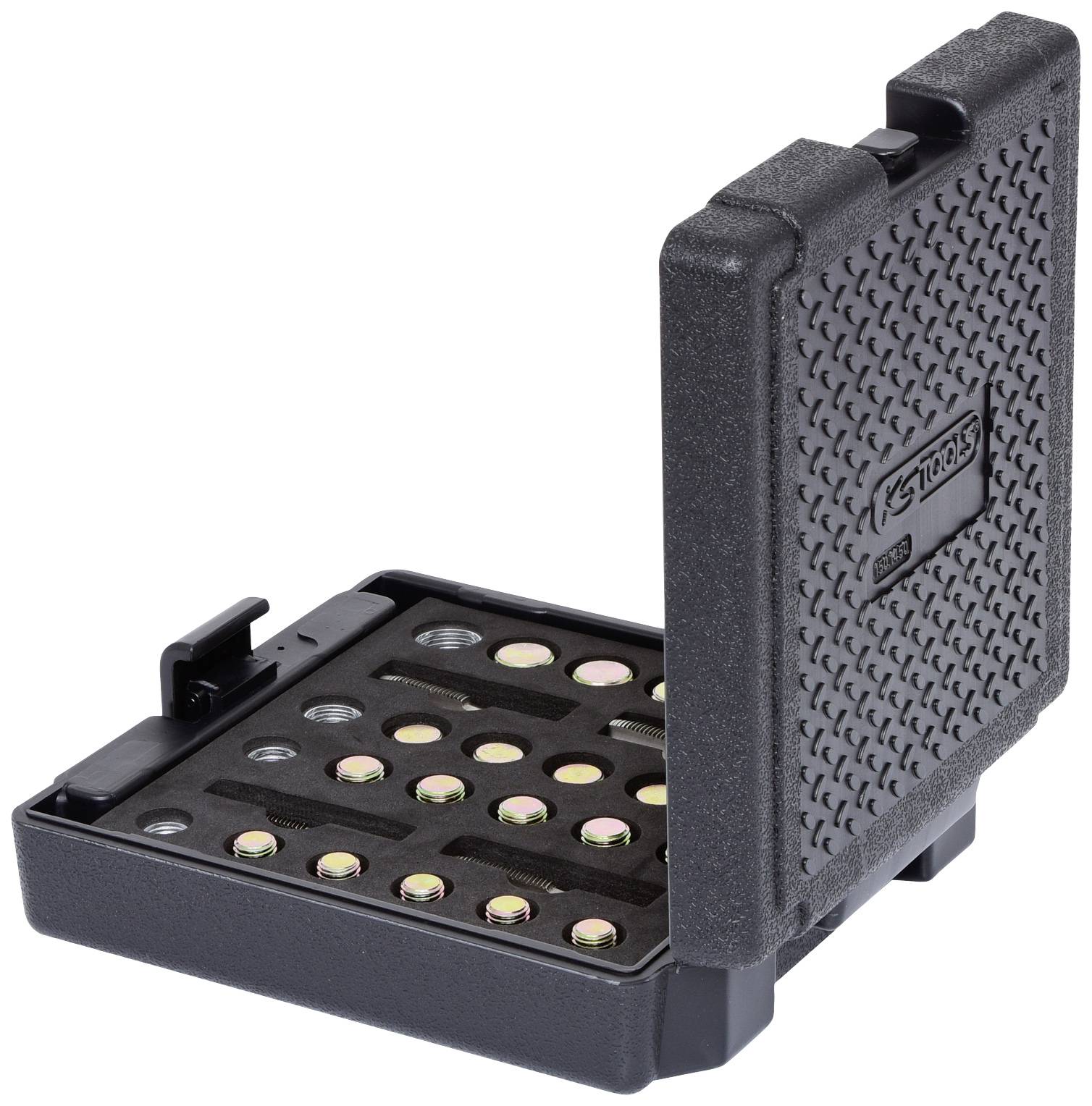 Coffret d'outils 'ST Tools' avec embouts de vissage dans un boîtier en plastique noir ouvert. Contient plusieurs embouts de différentes tailles.