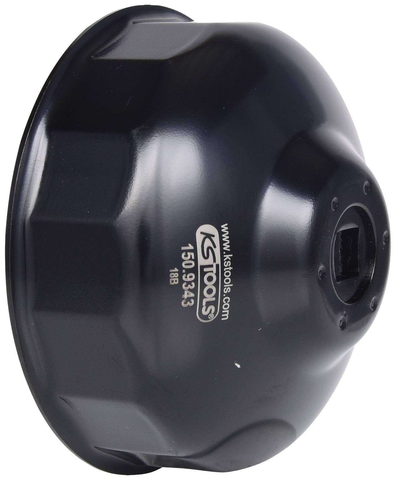 Adaptateur de clé spécial en métal portant l'inscription 'KS Tools 150.9433'. Utilisé pour le changement de filtre à huile sur les véhicules.