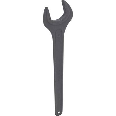 Une grande clé à molette en métal avec une ouverture, adaptée pour serrer ou desserrer des boulons et des écrous.