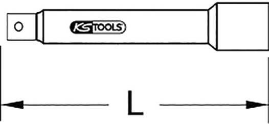 Extension de clé à douille 'KS Tools' représentée schématiquement, indiquant la longueur 'L' avec des flèches aux deux extrémités.