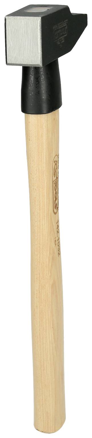 Un marteau de forgeron avec un manche en bois et une tête en métal, adapté pour travailler le métal.