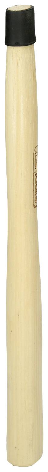 Un manche de marteau en bois avec une extrémité noire, adapté pour être installé dans une tête de marteau.