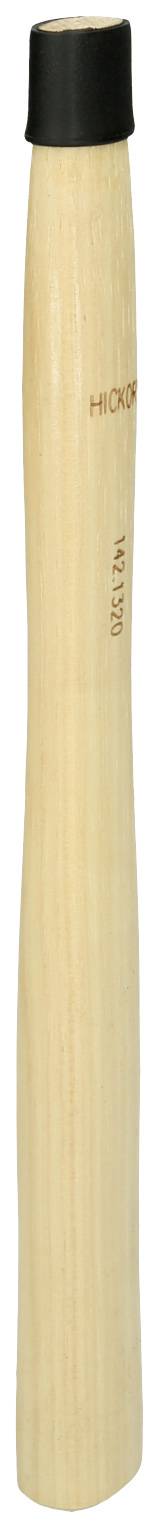 Un ustensile de cuisine cylindrique en bois avec une tête noire. Probablement un pilon de mortier utilisé pour broyer des ingrédients.