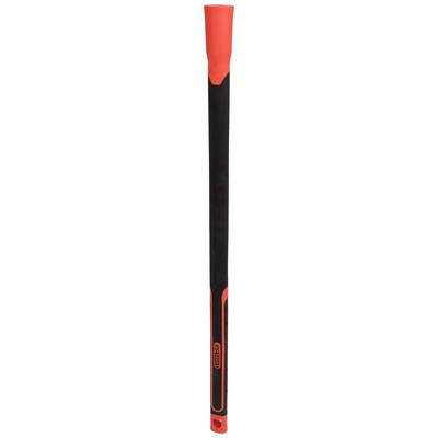 Une canne de randonnée rouge et noire, au design épuré, avec une longue poignée, adaptée aux activités de plein air et à la randonnée.