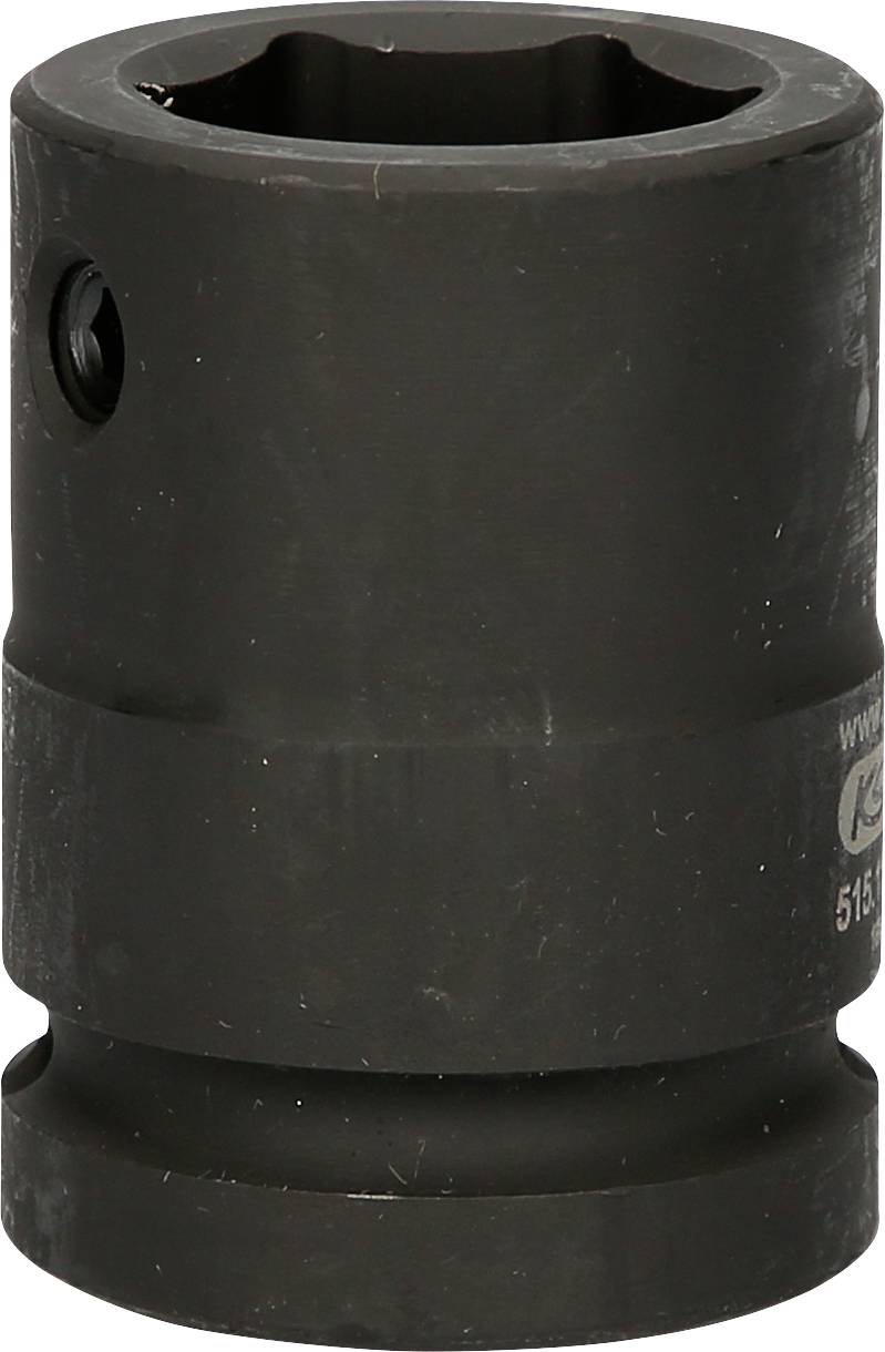 Un embout de clé à chocs en métal noir, de forme cylindrique avec une ouverture latérale, utilisé pour les travaux de vissage et de boulonnage.