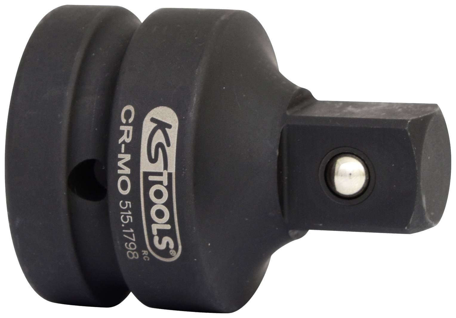 Un adaptateur noir de KS Tools en acier CR-MO, numéro de modèle 515.1798, avec une prise carrée, marquage latéral visible.