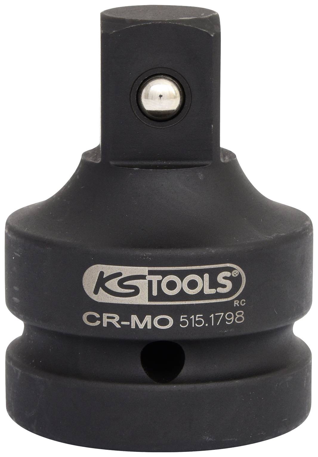 Adaptateur pour douilles de clé à cliquet, noir, avec logo 'KS Tools', numéro de modèle 515.1798, tige de transmission carrée en haut.