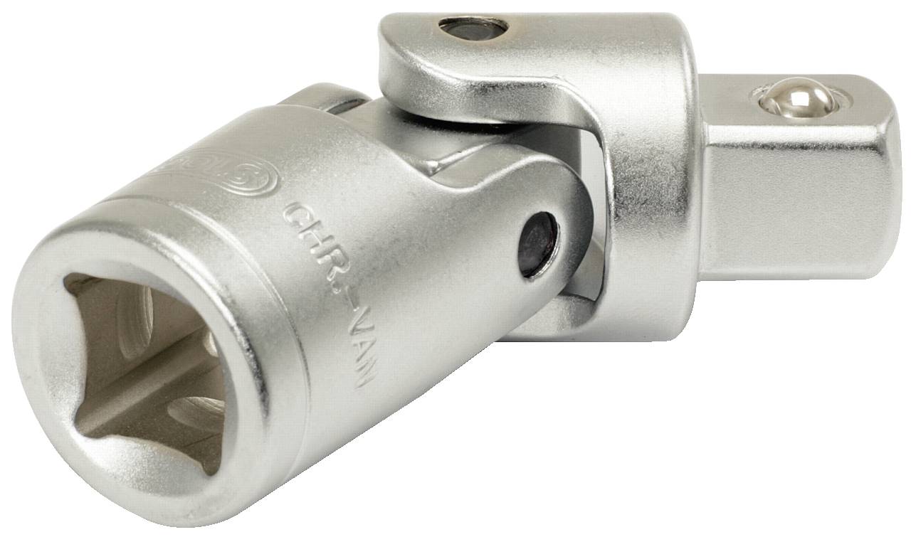 Adaptateur de cardan argenté pour outils. Permet de connecter des douilles dans des espaces restreints.