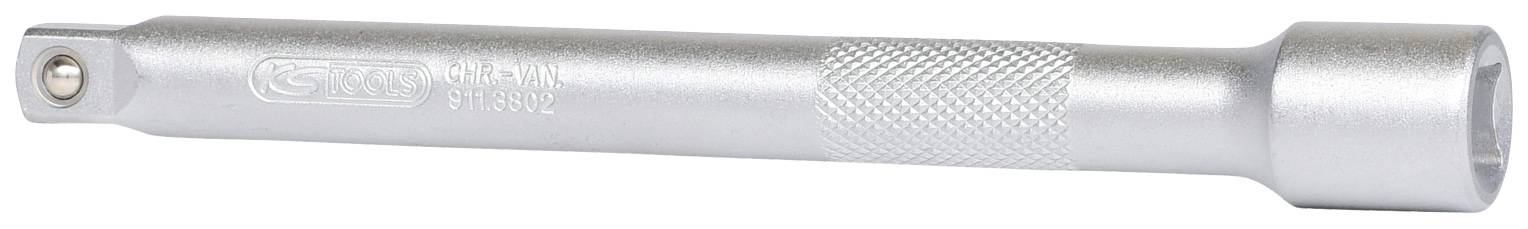 Extension métallique argentée avec poignée striée. Utilisée pour prolonger la portée des clés à douille.