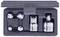 Ensemble de clés à vis dans un boîtier noir, composé de plusieurs embouts chromés brillants et d'un adaptateur.