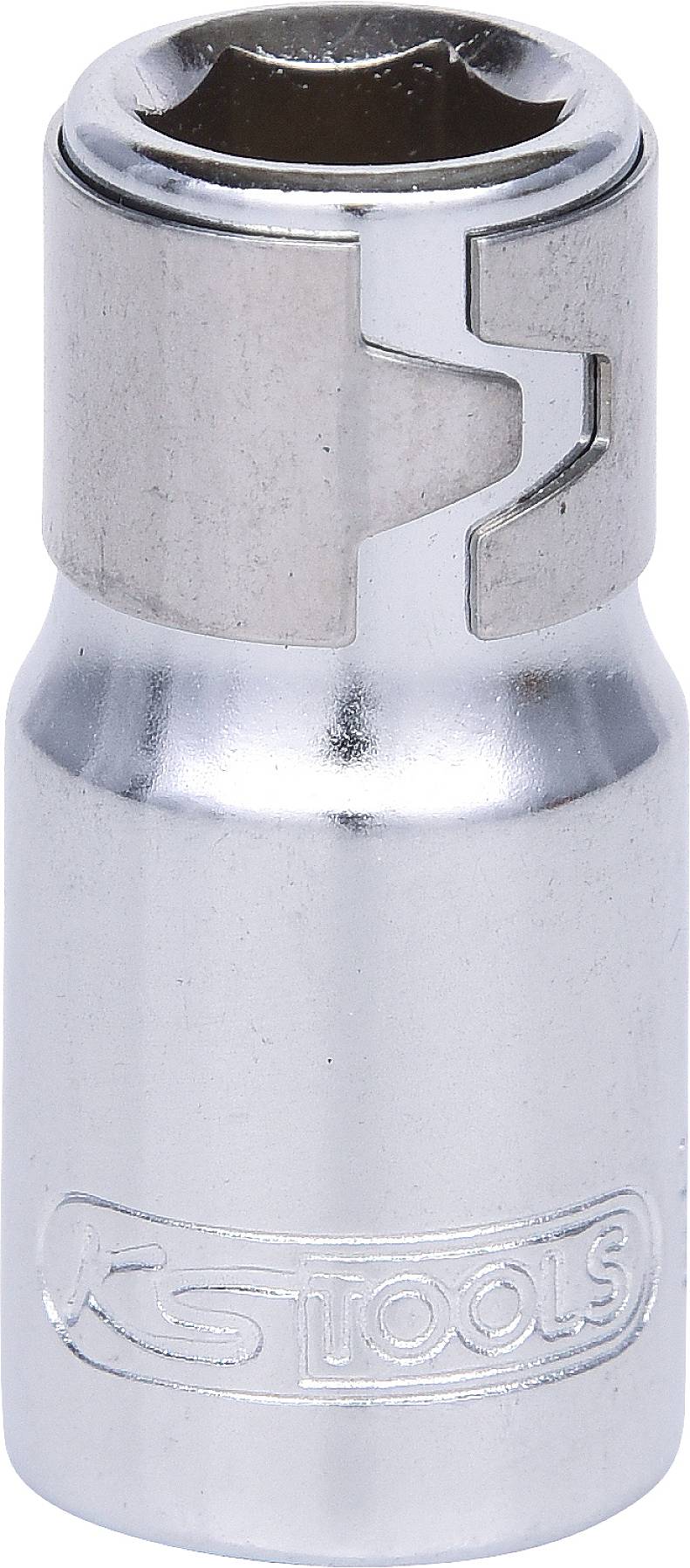 Embout de vis métallique avec ouverture hexagonale et inscription 'RS Tools' sur le côté.