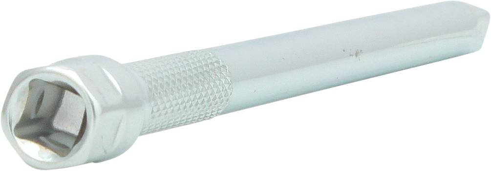 Une clé dynamométrique couleur argent avec ouverture hexagonale et poignée striée en métal.