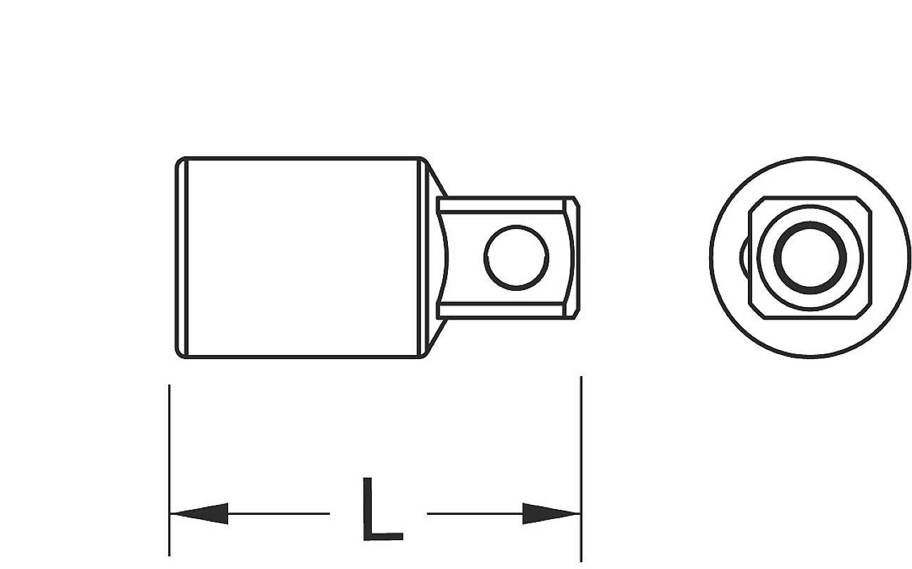 Dessin technique d'une pièce mécanique à corps cylindrique et bride. Les dimensions sont indiquées, avec un focus sur la longueur 'L'.