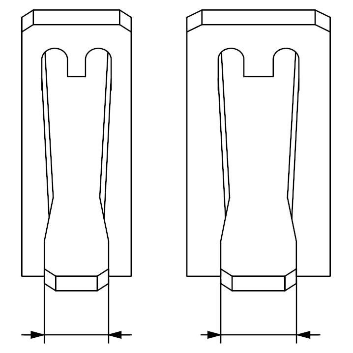 Deux dessins techniques adjacents d'une pièce métallique avec différents éléments de détail.