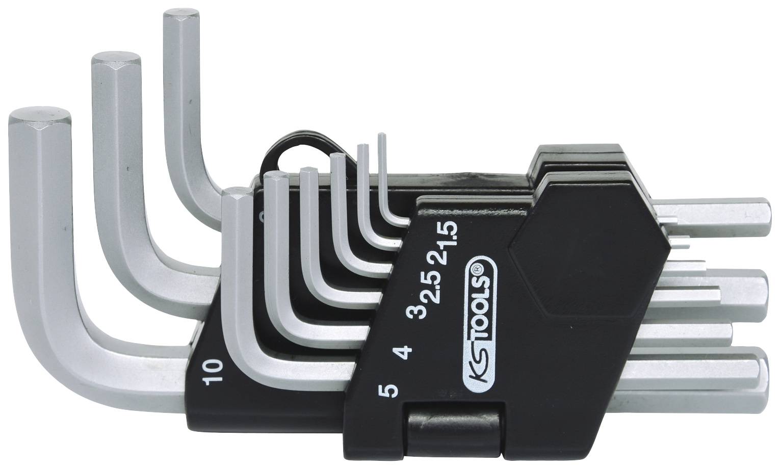 KS Tools 151.3210 6 pans intérieurs Jeu de clés mâles coudées 1.5 mm, 2 mm, 2.5 mm, 3 mm, 4 mm, 5 mm, 6 mm, 8 mm, 10 mm 9 pièces