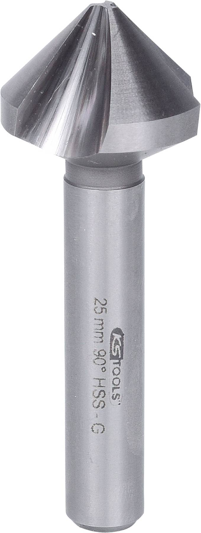 Fraise conique de 25 mm à 90° de KS Tools, en acier rapide HSS-G, adaptée pour l'ébavurage et le chanfreinage de trous.