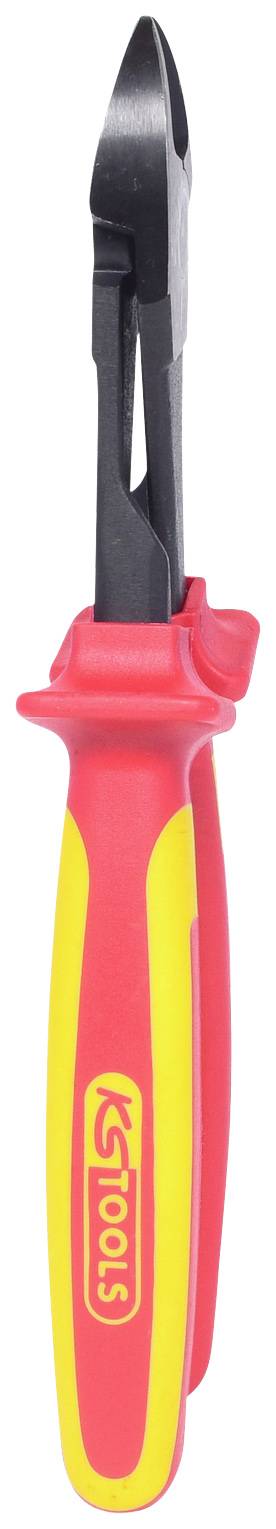 Pince coupante avec manche rouge et jaune, adaptée aux travaux sur les lignes électriques.