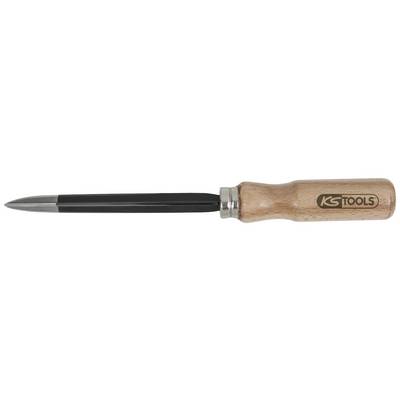 Outil avec un manche en bois et un embout métallique, de la marque KS Tools. Utilisé pour maintenir ou tourner des objets.