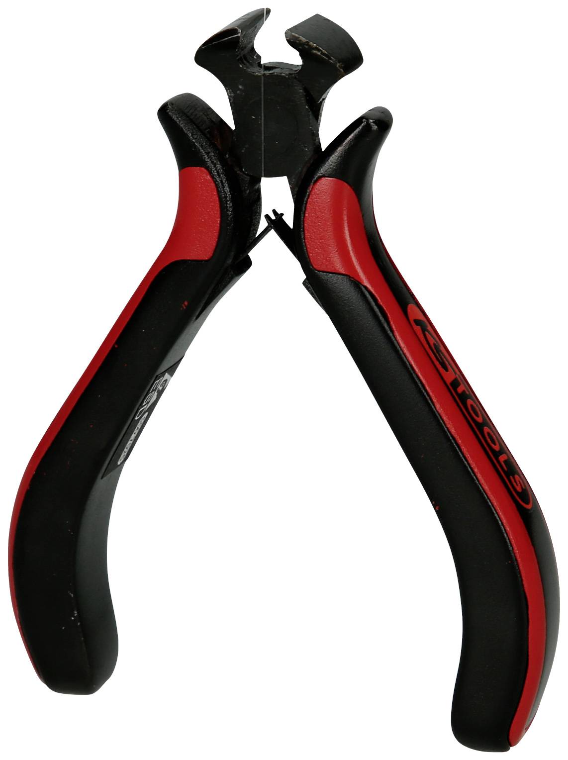 Pince avec poignée rouge et noire et tranchant acéré, adaptée pour couper des fils et autres matériaux.