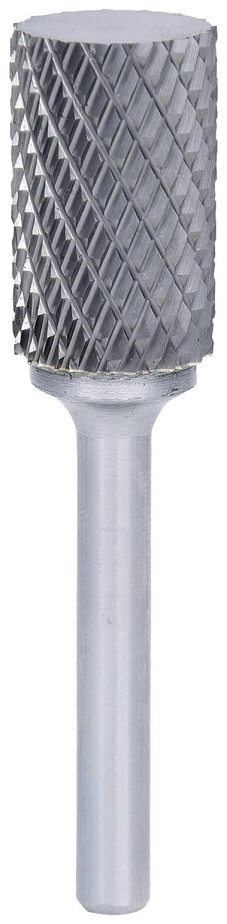 Un fraiseur cylindrique en métal avec des tranchants diagonaux tranchants est utilisé pour l'usinage de matériaux.