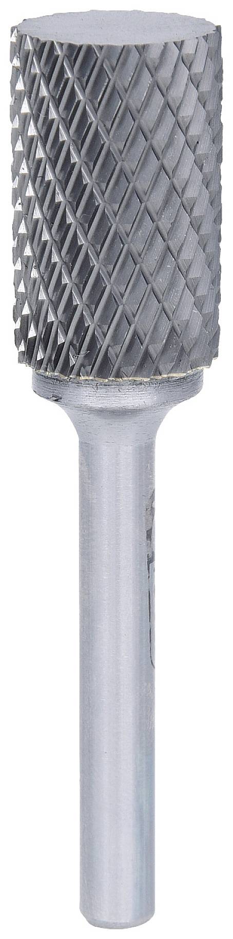 Fraise en métal à tête cylindrique et denture croisée, adaptée pour l'ébauche et la finition fine des métaux.