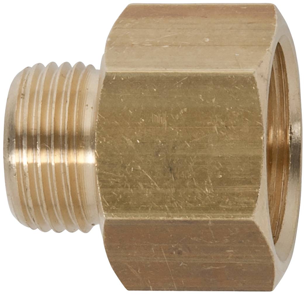Adaptateur en laiton avec un filetage extérieur et un filetage intérieur. Adapté pour les connexions dans les systèmes de tuyauterie.