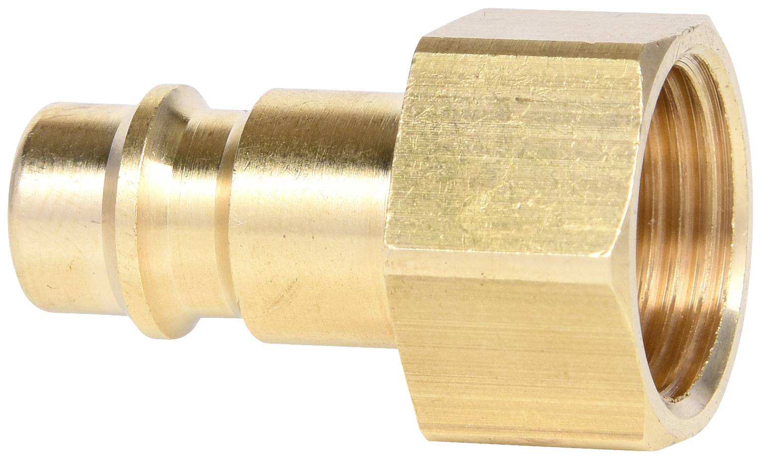 Un adaptateur métallique fileté d'un côté et pourvu d'une connexion cylindrique lisse de l'autre, destiné aux systèmes de tuyauterie.