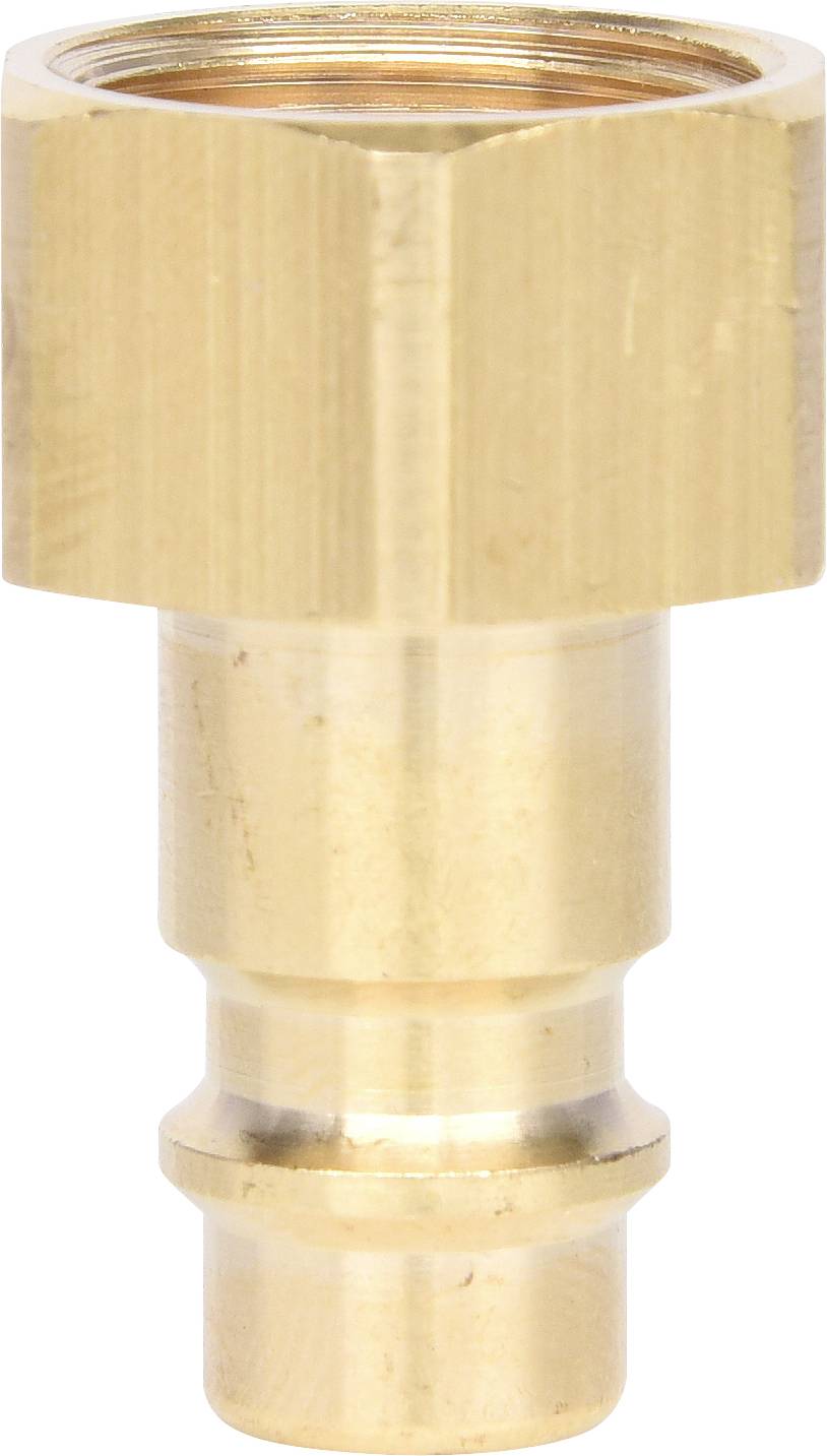 Adaptateur de raccordement rapide en laiton, forme cylindrique, surface lisse, adapté aux connexions de tuyauterie dans les applications industrielles.
