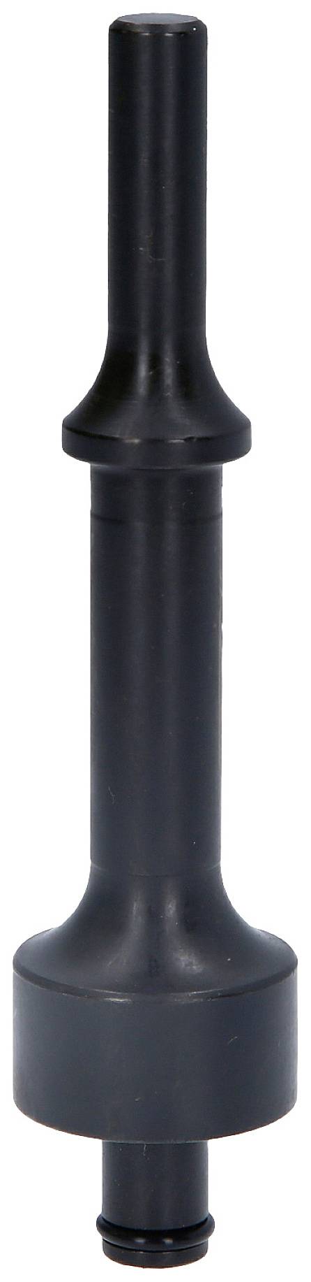 Tige en métal noir de forme cylindrique avec une base élargie, probablement un outil ou un composant de machine.