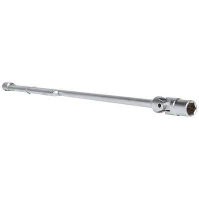 Une clé à cliquet télescopique en argent, utilisée pour desserrer et serrer des vis.