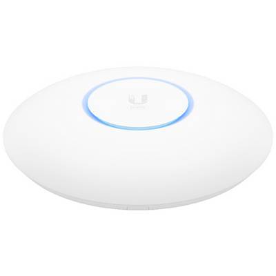 Un routeur Wi-Fi blanc, rond, avec un anneau lumineux bleu sur le dessus. Adapté pour une installation au plafond à l'intérieur.