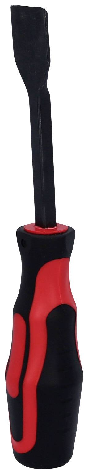 Un tournevis noir avec une poignée rouge, adapté à un usage quotidien.