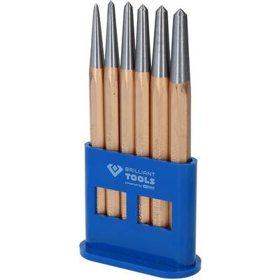 Un ensemble de six outils de sculpteur avec des pointes en argent dans un support bleu portant l'inscription 'Brilliant Tools powered by GEDORE'.