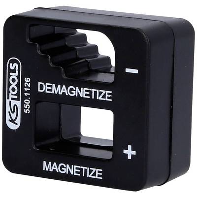 Désaimanteur/Aimanteur noir avec symboles '+' et '-', forme d'onde en dents de scie en haut. Marque : KS Tools.