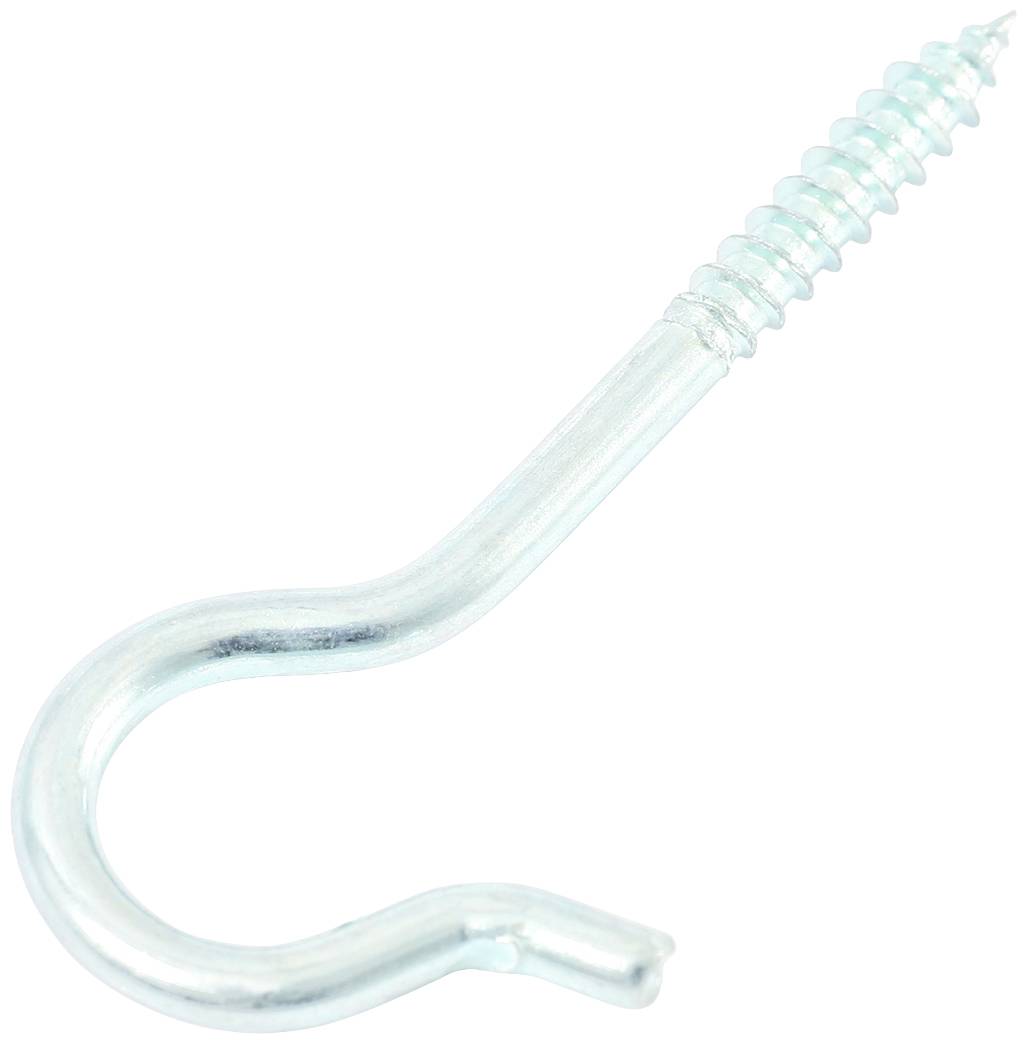 Crochets métalliques filetés, adaptés pour fixer des objets à un mur ou un plafond.