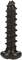 Une vis à bois noire avec une pointe tranchante en forme de vis et une tête plate, adaptée pour fixer des matériaux en bois.