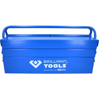 Boîte à outils bleue portant l'inscription « BRILLIANT TOOLS powered by KS TOOLS ».