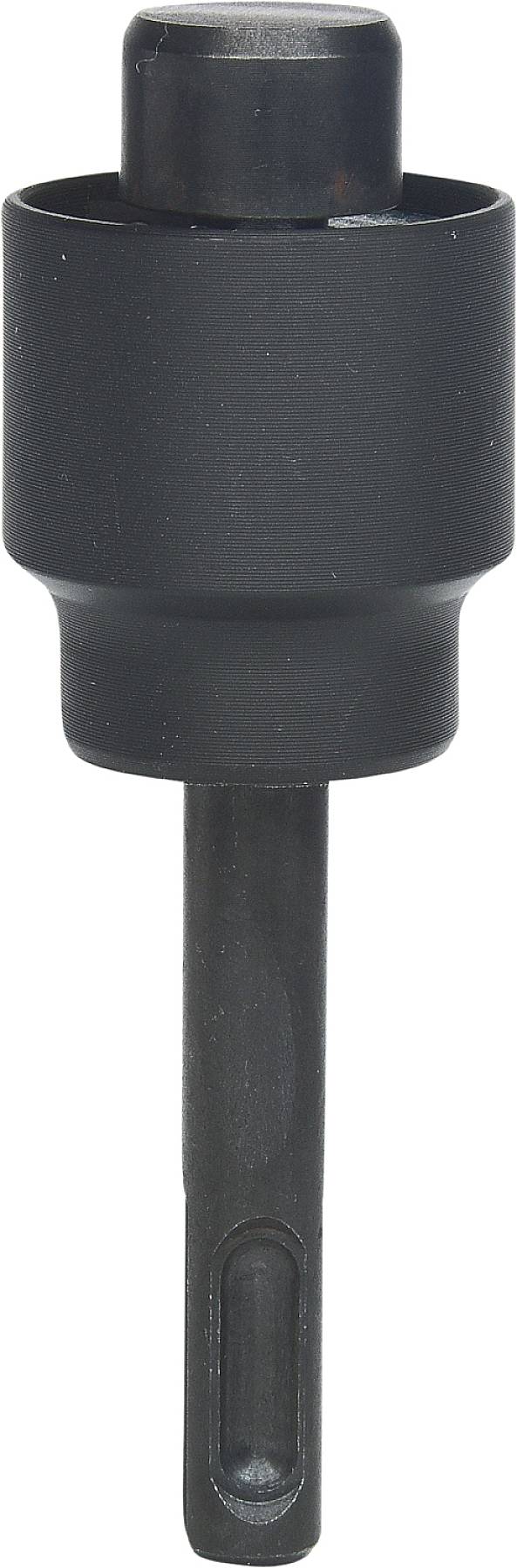 Adaptateur de perceuse en métal noir de forme cylindrique.