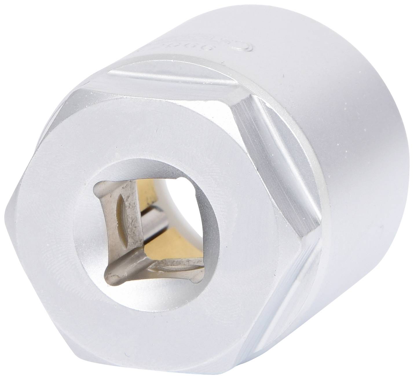 Socle à outils argenté pour écrous de roue, de forme hexagonale, avec une ouverture carrée pour cliquet.