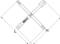 Clé en croix pour roue 'KS Tools' à quatre branches. Dimensions : longueur (L) et hauteur (H) indiquées. Représentation de l'outil, aucun autre détail.