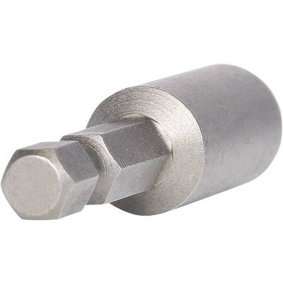 Un adaptateur de foret magnétique métallique de forme hexagonale, utilisé pour connecter des tournevis à des embouts magnétiques.