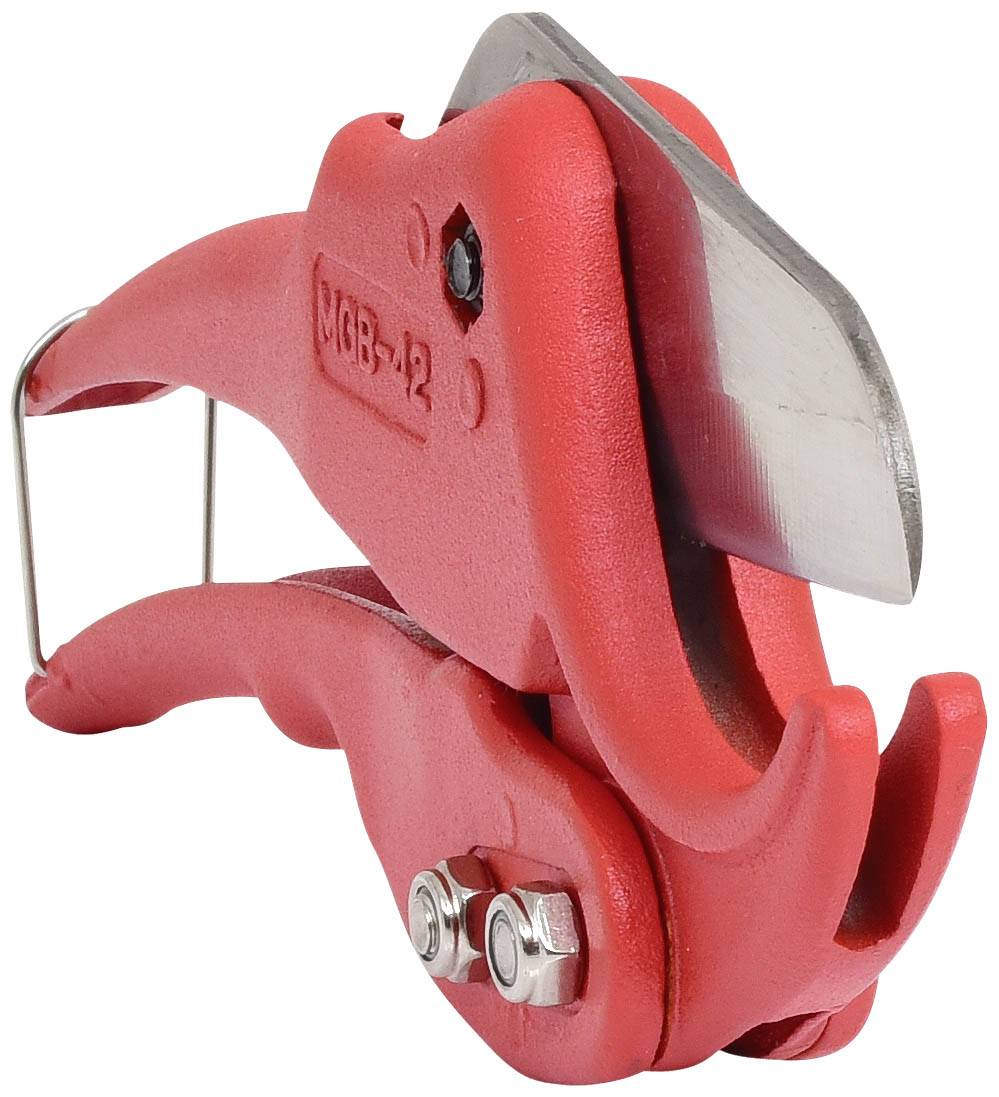 Pince coupe-tubes en métal rouge avec lame tranchante, adaptée pour couper précisément des tubes dans les travaux artisanaux.